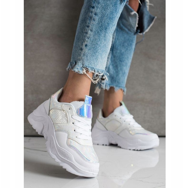 Weide Sneakersy Z Eko Skóry Snake Print białe 2