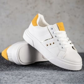SHELOVET Sneakersy Z Eko Skóry białe 1