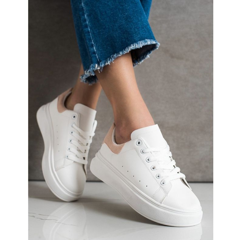 SHELOVET Białe Sneakersy Na Platformie 2