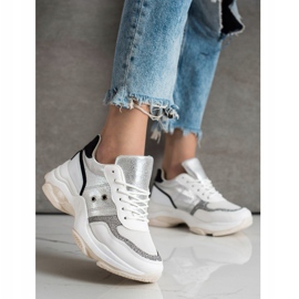 SHELOVET Komfortowe Modne Sneakersy białe wielokolorowe 3
