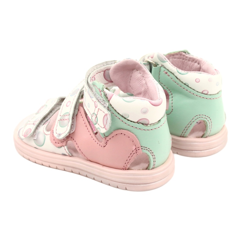 Sandałki wysokie profilaktyczne Mazurek 1291 białe różowe zielone 3