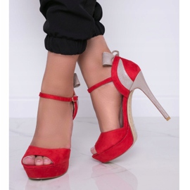 Czerwone sandały na szpilce Mistery 1