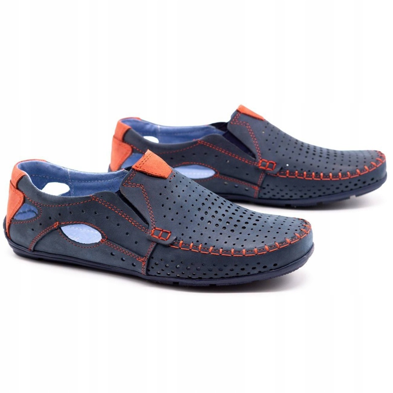 Olivier Buty męskie mokasyny 901 granatowe z czerwonym czerwone 2