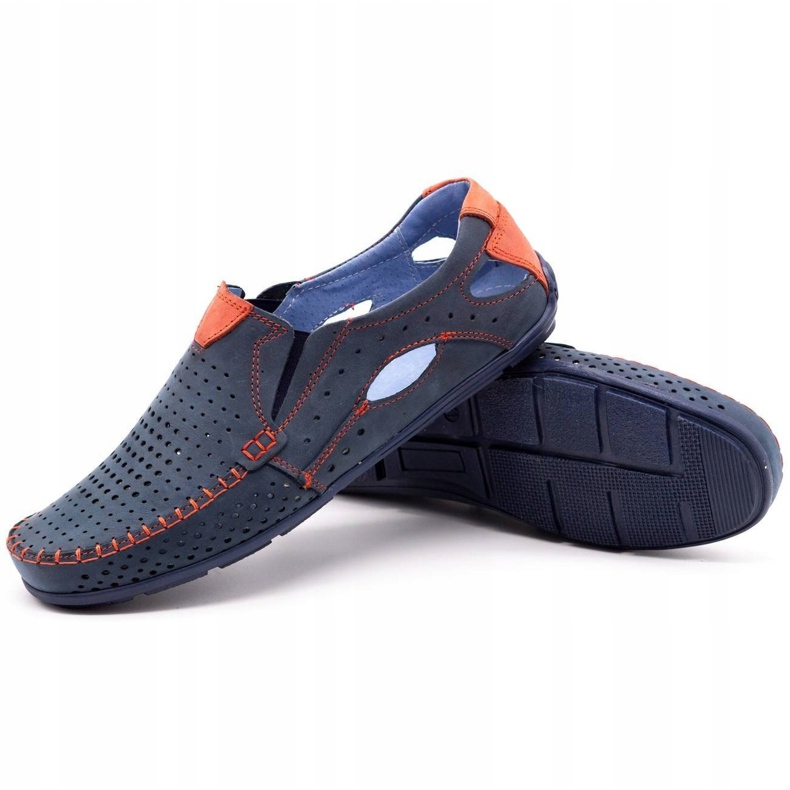 Olivier Buty męskie mokasyny 901 granatowe z czerwonym czerwone 3