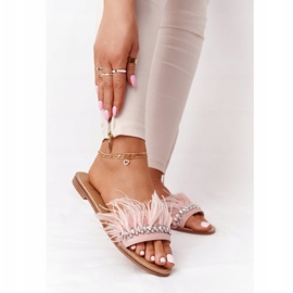 Klapki Z Piórami Lu Boo Różowe 2