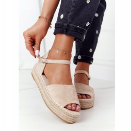 Sandały Na Platformie Z Plecionką Beżowe Megara beżowy 2