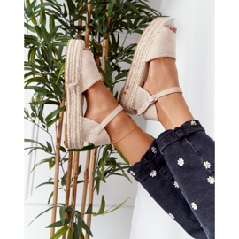 Sandały Na Platformie Z Plecionką Beżowe Megara beżowy 1