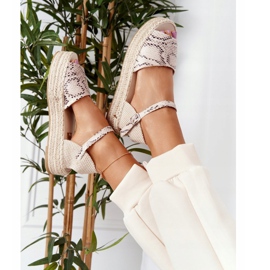 Sandały Na Platformie Z Plecionką Beżowe Wężowy Wzór Megara beżowy brązowe 1