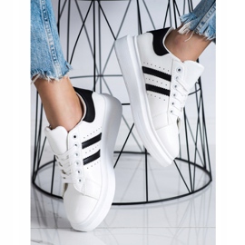 SHELOVET Klasyczne Sneakersy Z Paskami białe 3
