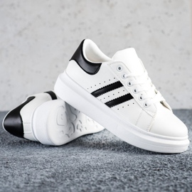 SHELOVET Klasyczne Sneakersy Z Paskami białe 1