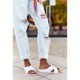 Skórzane Profilowane Klapki Big Star HH274647 Białe 1