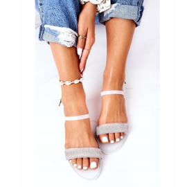 LU BOO Gumowe Sandaly Z Brokatem Białe Beach Time 1