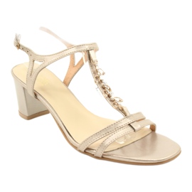 Sandały Złote na Słupku Cyrkonie Espinto S352 złoty 2