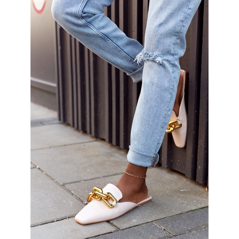 Klapki Z Cholewką I Łańcuchem Beżowe Call On Me beżowy 2