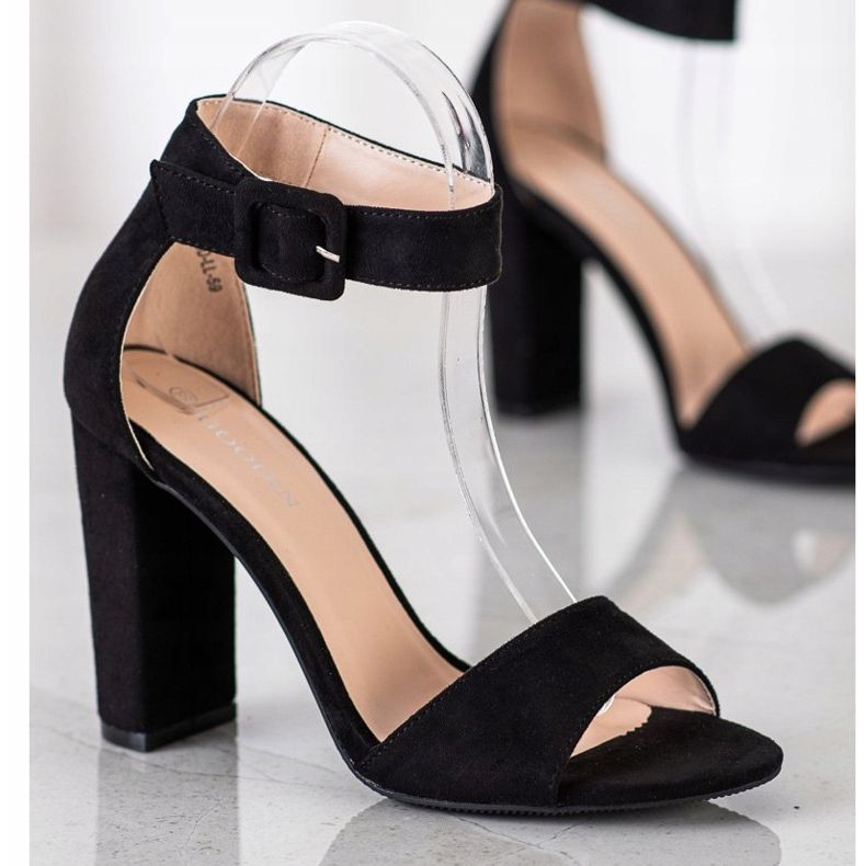 Goodin Czarne Sandałki Na Wysokim Słupku 1