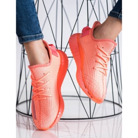 SHELOVET Tekstylne Sneakersy Na Platformie pomarańczowe 2