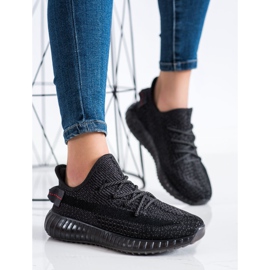 SHELOVET Tekstylne Sneakersy Na Platformie czarne 3