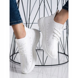 SHELOVET Białe Tekstylne Sneakersy 1