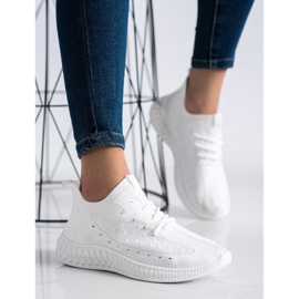 SHELOVET Białe Tekstylne Sneakersy 3