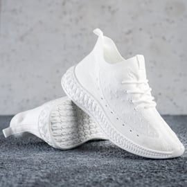 SHELOVET Białe Tekstylne Sneakersy 2