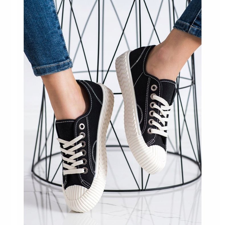 SHELOVET Trampki Na Platformie czarne 2