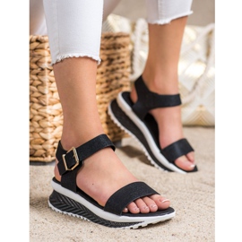 Groto Gogo Sandałki Na Platformie Z Brokatem czarne 1