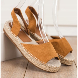 Ideal Shoes Wsuwane Sandałki Espadryle brązowe 1