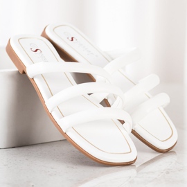 Seastar Klapki Z Eko Skóry Z Paskami białe 2