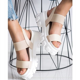 Seastar Beżowe Sandały Na Platformie Fashion beżowy białe 2