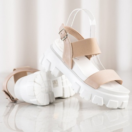 Seastar Beżowe Sandały Na Platformie Fashion beżowy białe 1