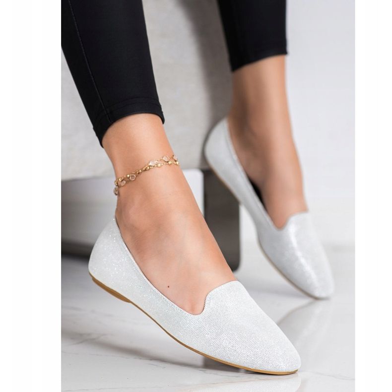 Super Mode Brokatowe Baleriny srebrny 1