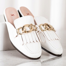 Seastar Stylowe Klapki Z Ozdobą białe 2