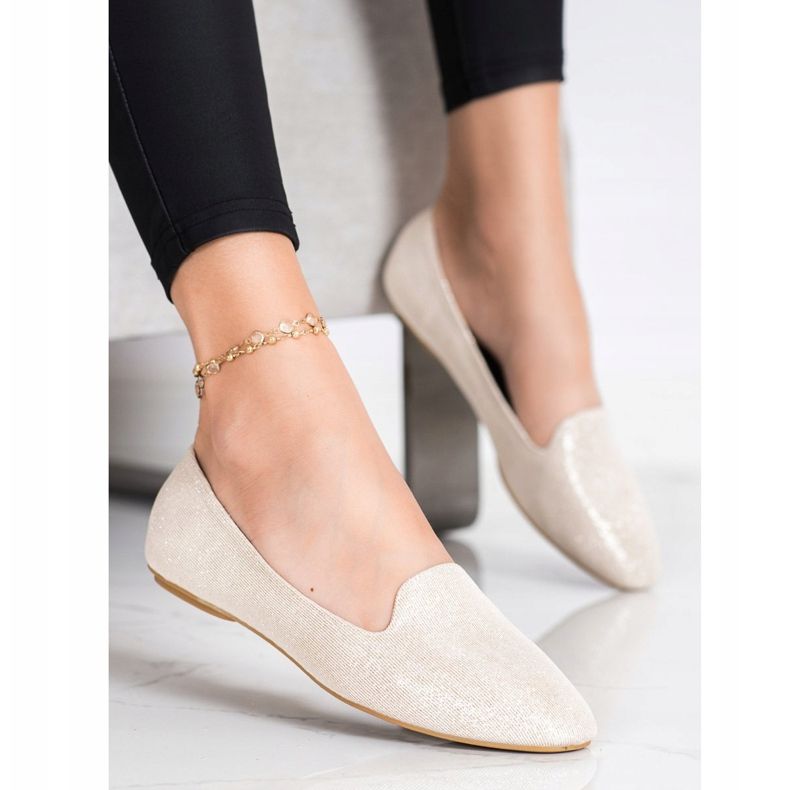 Super Mode Brokatowe Baleriny złoty 1
