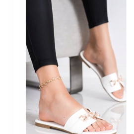 Renda Eleganckie Klapki Z Ozdobą białe 1