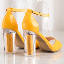 Renda Sandały Z Przezroczystym Obcasem żółte 1