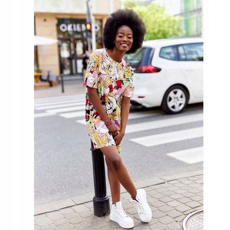 Damskie Wysokie Tenisówki Na Platformie Białe Manhattan 2