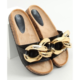 Klapki z grubym łańcuchem czarne CK201 Black 1