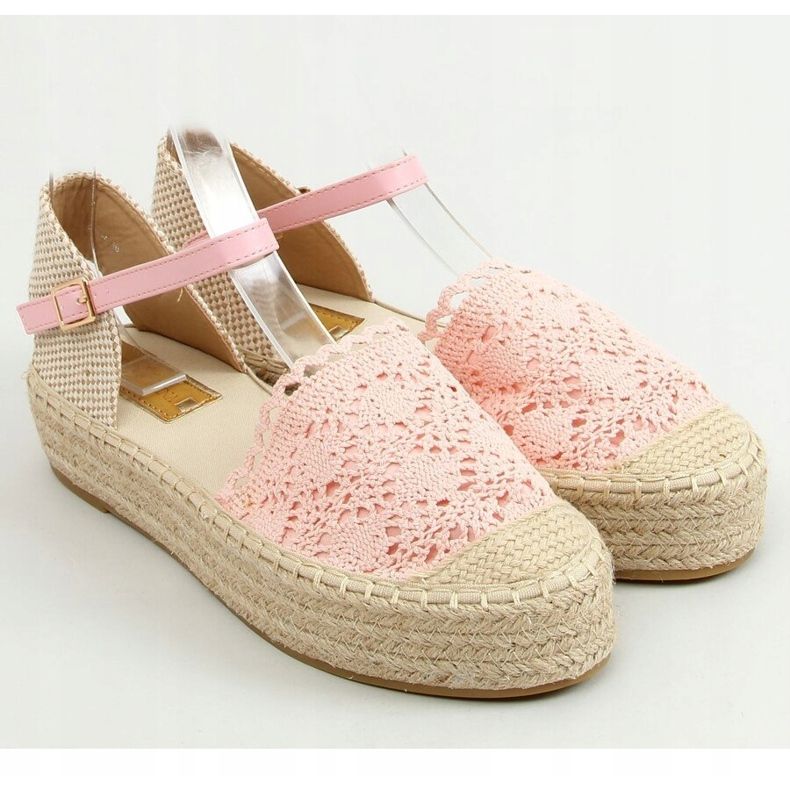 Espadryle koronkowe różowe 919-4 Pink 1