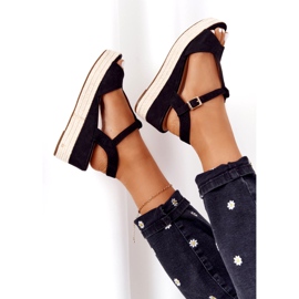 PG1 Sandały Na Koturnie Z Plecionką 9R93 Czarne Graciosa 5