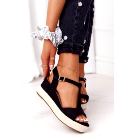 PG1 Sandały Na Koturnie Z Plecionką 9R93 Czarne Graciosa 3