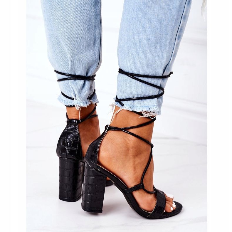 PS1 Wiązane Sandały Na Słupku Czarne Catwalk 1