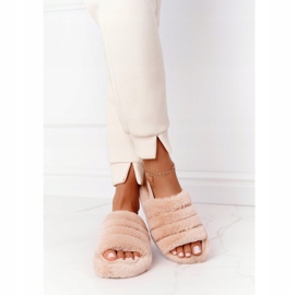 PS1 Futrzane Papcie Na Platformie Beżowe Snowflake beżowy 2