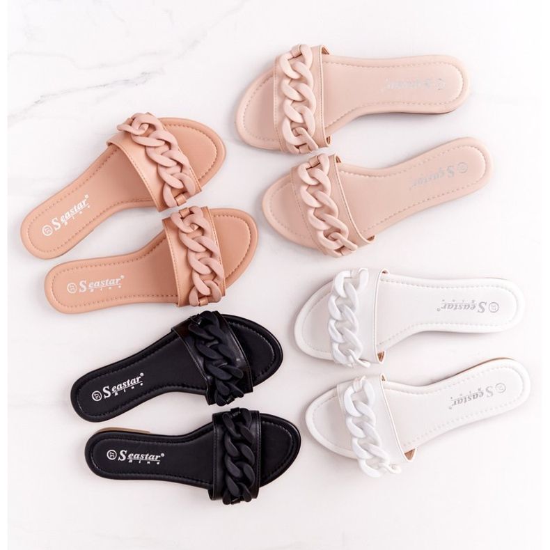 PS1 Skórzane Klapki Z Łańcuchem Czarne Step By Step 2