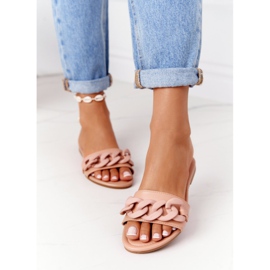 PS1 Skórzane Klapki Z Łańcuchem Camel Step By Step khaki 2