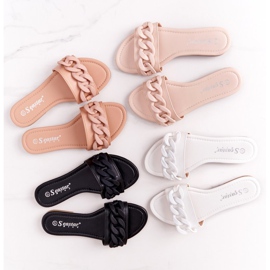 PS1 Skórzane Klapki Z Łańcuchem Beżowe Step By Step beżowy 2