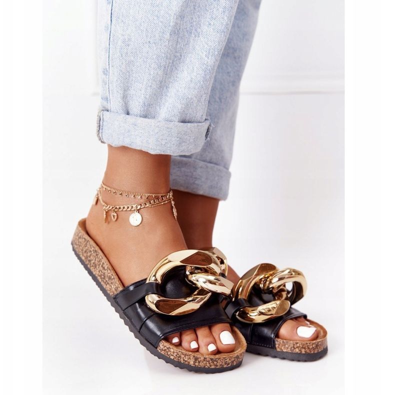 PS1 Klapki Na Korku Z Łańcuchem Czarne Last Dance 1