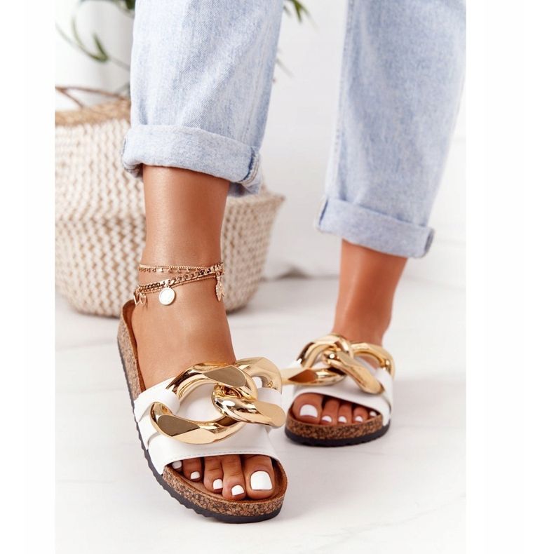 PS1 Klapki Na Korku Z Łańcuchem Białe Last Dance 1