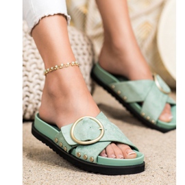 Renda Casualowe Klapki zielone 1