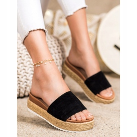 SHELOVET Klasyczne Klapki Na Platformie czarne 1