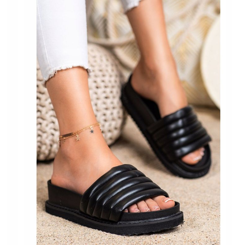 Seastar Lekkie Klapki Z Eko Skóry czarne 1